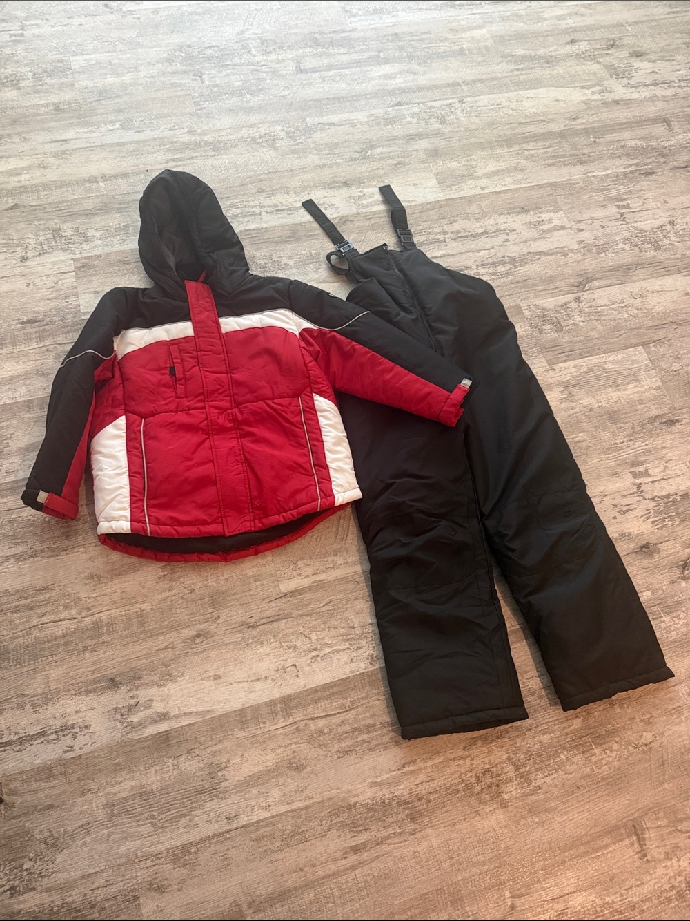Kids Red & Black Ski Jacket and Bib Pants Winter Set